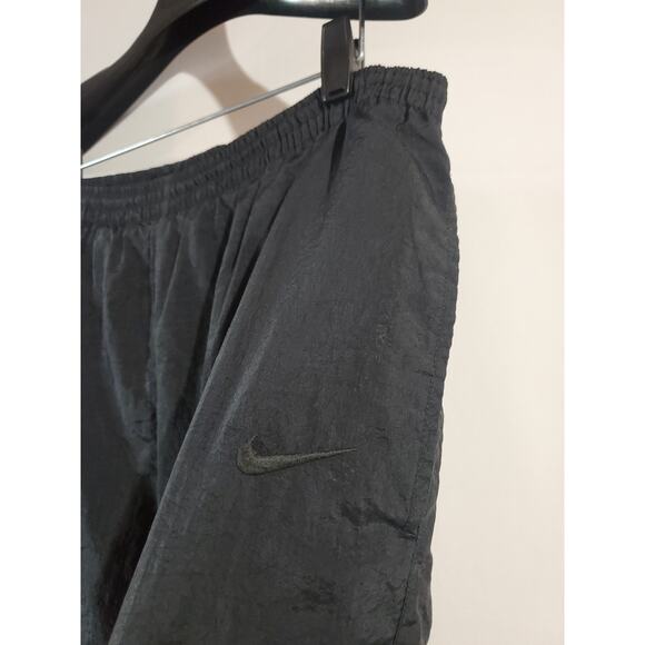 Nike VTG 90s Ankle Zip Lined Nylon Track Jogger Pants Mens L Black Swoosh Logo - Picture 3 of 10